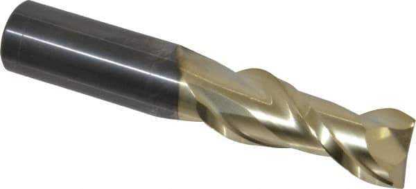 ProMax - 5/8", 1-5/8" LOC, 5/8" Shank Diam, 3-1/2" OAL, 2 Flute, Solid Carbide Square End Mill - Single End, ZrN Finish, Spiral Flute, 40° Helix, Centercutting, Right Hand Cut, Right Hand Flute, Series 108 - USA Tool & Supply