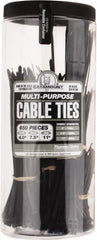 Thomas & Betts - 4 to 11 Inch Range, Black Cable Ties - 3 Inch Bundle Diameter, 18, 40 and 50 Lb. Strength, Nylon - USA Tool & Supply