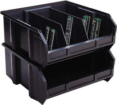 Quantum Storage - 50 Lb. Load Capacity, 10-3/4" Deep, Black Polypropylene Hopper Stacking Bin - 7" High x 8-1/4" Wide x 10-3/4" Long - USA Tool & Supply