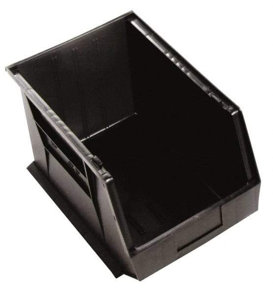 Quantum Storage - 75 Lb. Load Capacity, 16" Deep, Black Polypropylene Hopper Stacking Bin - 8" High x 11" Wide x 16" Long - USA Tool & Supply