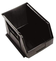 Quantum Storage - 75 Lb. Load Capacity, 18" Deep, Black Polypropylene Hopper Stacking Bin - 10" High x 11" Wide x 18" Long - USA Tool & Supply