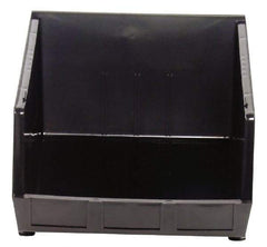 Quantum Storage - 75 Lb. Load Capacity, 18" Deep, Black Polypropylene Hopper Stacking Bin - 11" High x 16-1/2" Wide x 18" Long - USA Tool & Supply