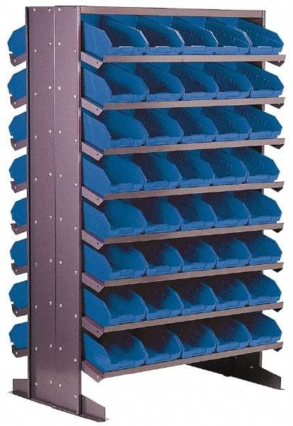 Quantum Storage - 24" Deep x 36" Wide x 60" High, Steel Floor Rack - 2 Sides, 80 Yellow Plastic Bins, 6-5/8" Bin Width x 4" Bin Height x 11-7/8" Bin Depth - USA Tool & Supply