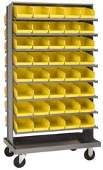 Quantum Storage - 27" Deep x 38" Wide x 64" High, Steel Floor Rack - 2 Sides, 80 Blue Plastic Bins, 38" Bin Width x 64" Bin Height x 27" Bin Depth - USA Tool & Supply