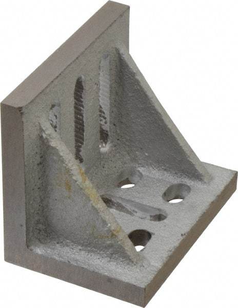 Interstate - 3-1/2" Wide x 2-1/2" Deep x 3" High Cast Iron Partially Machined Angle Plate - Slotted Plate, Through-Slots on Surface, Webbed, Single Plate - USA Tool & Supply