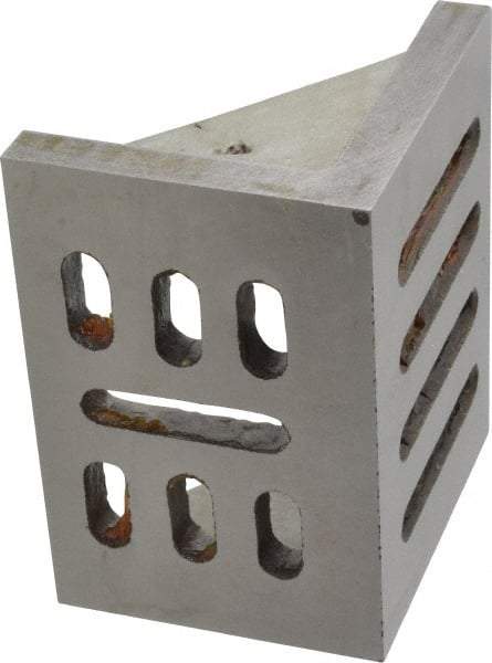 Interstate - 4-1/2" Wide x 3" Deep x 3-1/2" High Cast Iron Partially Machined Angle Plate - Slotted Plate, Through-Slots on Surface, Webbed, Single Plate - USA Tool & Supply