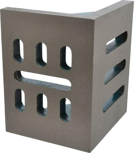 Interstate - 6" Wide x 4-1/2" Deep x 5" High Cast Iron Partially Machined Angle Plate - Slotted Plate, Through-Slots on Surface, Webbed, Single Plate - USA Tool & Supply