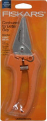 Fiskars - 2" Length of Cut, Straight Pattern Multi-Purpose Snip - 7" OAL, Contoured Handle - USA Tool & Supply