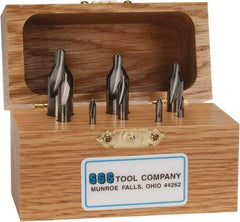 SGS - 8 Piece, #00 to 6, 1/8 to 1/2" Body Diam, 1/32 to 7/32" Point Diam, Plain Edge, Solid Carbide Combo Drill & Countersink Set - 60° Incl Angle, 1-1/2 to 3" OAL, Double End, 301 Series Compatibility - USA Tool & Supply