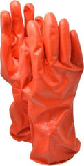 Ansell - Size XL (10), 14" Long, 37.5 mil Thick, Supported, Polyvinyl Alcohol (PVA) Chemical Resistant Gloves - Smooth Finish, Cotton Interlock Knit Lined, Gauntlet Cuff, ANSI Abrasion Level 4, ANSI Cut Level 1, Red - USA Tool & Supply