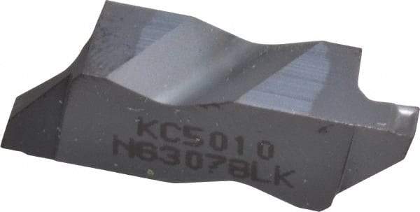 Kennametal - 3078NG K Grade KC5010, 1.98mm Cutting Width Carbide Grooving Insert - 2.39mm Max Depth of Cut, Left Hand, 0.19mm Corner Radius, TiAlN Finish - USA Tool & Supply