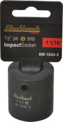 Blackhawk by Proto - 1/2" Drive 1-1/16" Standard Impact Socket - 6 Points, 1-3/4" OAL - USA Tool & Supply