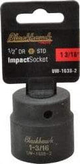 Blackhawk by Proto - 1/2" Drive 1-3/16" Standard Impact Socket - 6 Points, 2" OAL - USA Tool & Supply