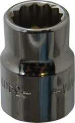 Blackhawk by Proto - 3/8" Drive, Standard Hand Socket - 12 Points, 57/64" OAL, Chrome Finish - USA Tool & Supply