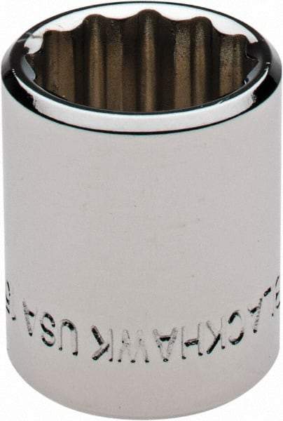 Blackhawk by Proto - 3/8" Drive, Standard Hand Socket - 12 Points, 1" OAL, Chrome Finish - USA Tool & Supply