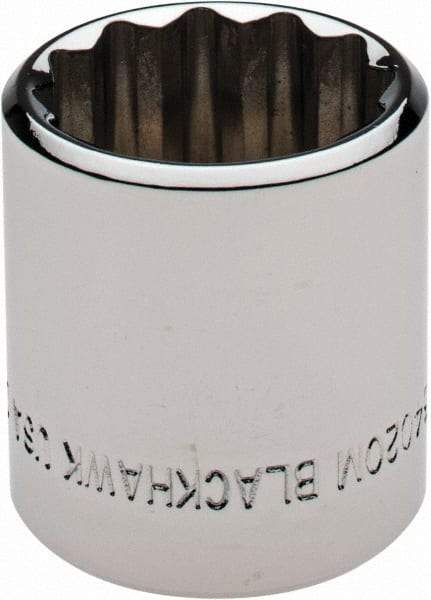 Blackhawk by Proto - 3/8" Drive, Standard Hand Socket - 12 Points, 1-13/64" OAL, Chrome Finish - USA Tool & Supply