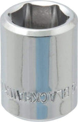 Blackhawk by Proto - 1/2", 3/8" Drive, Standard Hand Socket - 6 Points, 1" OAL, Chrome Finish - USA Tool & Supply