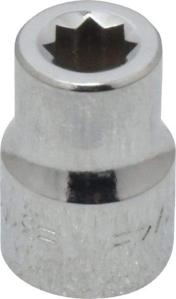 Blackhawk by Proto - 1/4", 3/8" Drive, Standard Hand Socket - 8 Points, 1" OAL, Chrome Finish - USA Tool & Supply