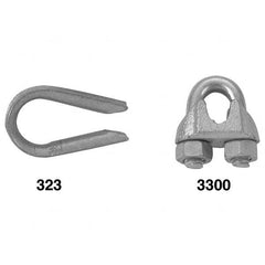 Campbell - Wire Rope Hardware & Accessories Type: Wire Rope Thimble Clip For Rope Diameter: 1/8 (Inch) - USA Tool & Supply