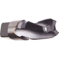 Emuge - 1/8-27 NPT, 15° Helix, 3 Flutes, TiN Finish, Cobalt, Spiral Flute Pipe Tap - Right Hand Flute, 3/4" Thread Length, 0.328" Square Size, Series KEG - USA Tool & Supply