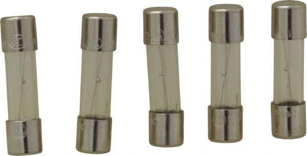 Ferraz Shawmut - 250 VAC, 1 Amp, Time Delay Miniature Glass Fuse - Clip Mount, 20mm OAL, 5mm Diam - USA Tool & Supply