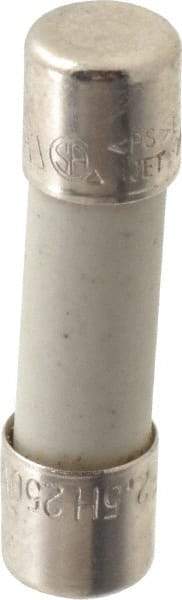Ferraz Shawmut - 250 VAC, 2.5 Amp, Fast-Acting Miniature Ceramic Fuse - Clip Mount, 20mm OAL, 5mm Diam - USA Tool & Supply