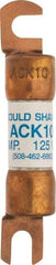 Ferraz Shawmut - 10 Amp Time Delay Round Forklift & Truck Fuse - 125VAC, 125VDC, 3.07" Long x 0.5" Wide, Bussman ACK10, Ferraz Shawmut ACK10 - USA Tool & Supply