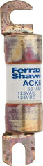 Ferraz Shawmut - 60 Amp Time Delay Round Forklift & Truck Fuse - 125VAC, 125VDC, 3.74" Long x 0.75" Wide, Bussman ACK60, Ferraz Shawmut ACK60 - USA Tool & Supply