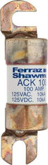 Ferraz Shawmut - 100 Amp Time Delay Round Forklift & Truck Fuse - 125VAC, 125VDC, 4.46" Long x 1" Wide, Bussman ACK100, Ferraz Shawmut ACK100 - USA Tool & Supply