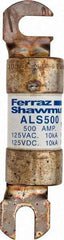 Ferraz Shawmut - 500 Amp General Purpose Round Forklift & Truck Fuse - 125VAC, 125VDC, 4.71" Long x 1" Wide, Bussman ALS500, Ferraz Shawmut ALS500 - USA Tool & Supply