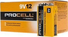 Duracell - Size 9V, Alkaline, Standard Battery - 9 Volts, Miniature Snap Terminal, 6LR61, ANSI, IEC Regulated - USA Tool & Supply