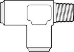 Norgren - 1/2" Outside Diam, 3/8 NPT, Brass Push-to-Connect Tube Male Run Tee - 150 Max psi, Tube to Male Connection, Buna O-Ring - USA Tool & Supply