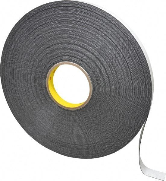 3M - 3/4" x 72 Yd Rubber Adhesive Double Sided Tape - 1/32" Thick, Black, Polyethylene Foam Liner, Continuous Roll, Series 4462B - USA Tool & Supply