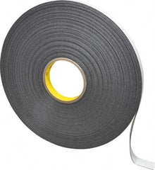 3M - 3/4" x 72 Yd Rubber Adhesive Double Sided Tape - 1/32" Thick, Black, Polyethylene Foam Liner, Continuous Roll, Series 4462B - USA Tool & Supply