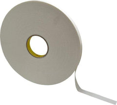 3M - 3/4" x 72 Yd Rubber Adhesive Double Sided Tape - 1/32" Thick, White, Polyethylene Foam Liner, Continuous Roll, Series 4462W - USA Tool & Supply