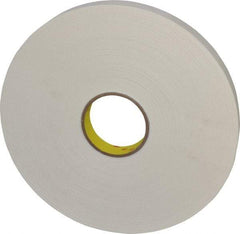 3M - 1" x 72 Yd Rubber Adhesive Double Sided Tape - 1/32" Thick, White, Polyethylene Foam Liner, Continuous Roll, Series 4462W - USA Tool & Supply