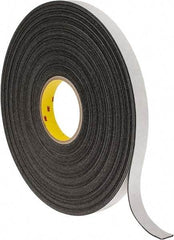 3M - 3/4" x 36 Yd Rubber Adhesive Double Sided Tape - 1/16" Thick, Black, Polyethylene Foam Liner, Continuous Roll, Series 4466B - USA Tool & Supply