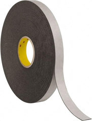 3M - 1" x 36 Yd Rubber Adhesive Double Sided Tape - 1/16" Thick, Black, Polyethylene Foam Liner, Continuous Roll, Series 4466B - USA Tool & Supply
