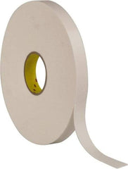 3M - 1" x 36 Yd Rubber Adhesive Double Sided Tape - 1/16" Thick, White, Polyethylene Foam Liner, Continuous Roll, Series 4466W - USA Tool & Supply
