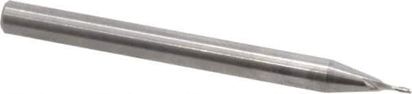 RobbJack - 0.022", 0.066" LOC, 1/8" Shank Diam, 1-1/2" OAL, 2 Flute, Solid Carbide Square End Mill - Single End, Uncoated, Spiral Flute, 30° Helix, Centercutting, Right Hand Cut, Right Hand Flute, Series SR-2 - USA Tool & Supply