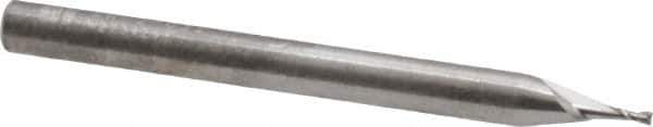 RobbJack - 0.032", 0.096" LOC, 1/8" Shank Diam, 1-1/2" OAL, 2 Flute, Solid Carbide Square End Mill - Single End, Uncoated, Spiral Flute, 30° Helix, Centercutting, Right Hand Cut, Right Hand Flute, Series SR-2 - USA Tool & Supply