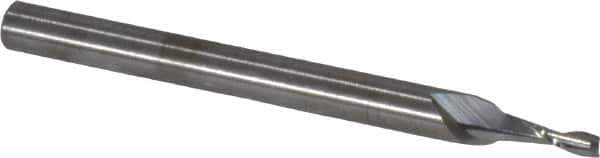 RobbJack - 0.06", 0.18" LOC, 1/8" Shank Diam, 1-1/2" OAL, 2 Flute, Solid Carbide Square End Mill - Single End, Uncoated, Spiral Flute, 30° Helix, Centercutting, Right Hand Cut, Right Hand Flute, Series SR-2 - USA Tool & Supply