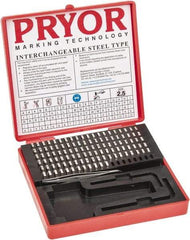 Pryor - 112 Piece, 3/32 Inch Character, Steel Type Set - 12 Character Capacity - USA Tool & Supply