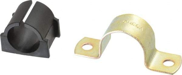 ZSI - 7/8" Tube, Steel, Zinc Plated Tube Strap with Cushion - 2 Mounting Holes - USA Tool & Supply