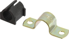 ZSI - 1/4 Pipe, Steel, Zinc Plated Pipe Strap with Cushion - 2 Mounting Holes - USA Tool & Supply