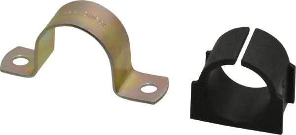 ZSI - 3/4 Pipe, Steel, Zinc Plated Pipe Strap with Cushion - 2 Mounting Holes - USA Tool & Supply