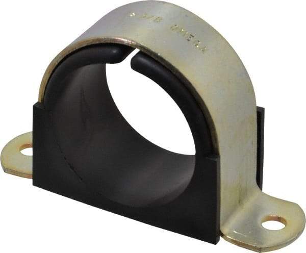 ZSI - 2 Pipe, Steel, Zinc Plated Pipe Strap with Cushion - 2 Mounting Holes - USA Tool & Supply