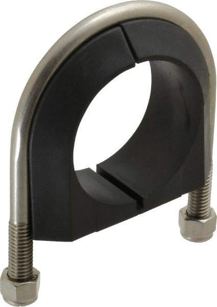 ZSI - 2" Pipe, Grade 316 Stainless Steel U Bolt Clamp with Cushion - 3/4" Panel Thickness - USA Tool & Supply