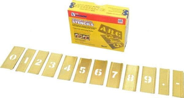 C.H. Hanson - 15 Piece, 1/2 Inch Character Size, Brass Stencil - Contains Figure Set - USA Tool & Supply