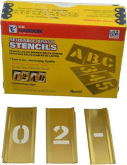 C.H. Hanson - 15 Piece, 3/4 Inch Character Size, Brass Stencil - Contains Figure Set - USA Tool & Supply